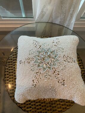 Beautiful Heavily Beaded Throw Pillow